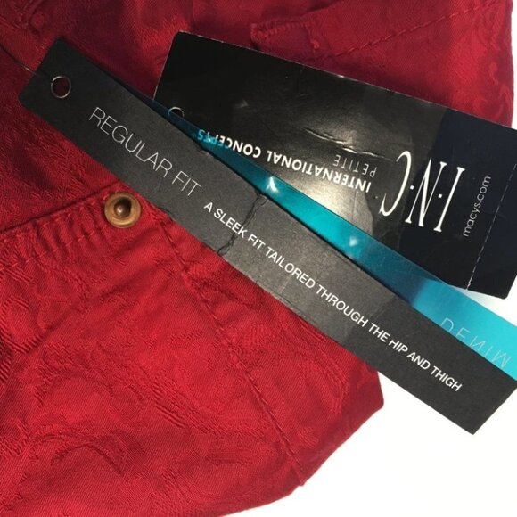 Inc Denim Petite Glamorous Red Skinny Leg Regular Fit Jeans Size 2P. NWT - Picture 12 of 13